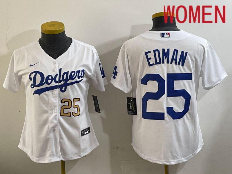 Women Los Angeles Dodgers #25 Edman White Game 2024 Nike MLB Jersey style 11203